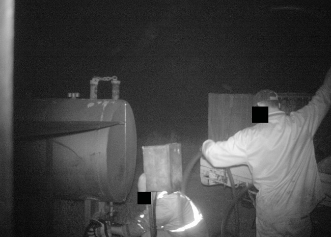 fuel theft caught on farm security camera